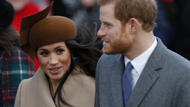 Meghan and Harry during the Royal Family's traditional Christmas Day church service in 2017. Picture: AFP.