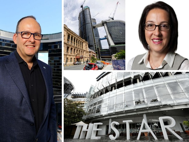 Clockwise from top right: Christina Katsibouba, The Star in Sydney, Robbie Cooke and The Queen's Wharf project in Brisbane.