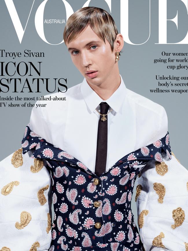 Troye Sivan on the cover of Vogue Australia. Picture: Daniel Jackson for Vogue Australia