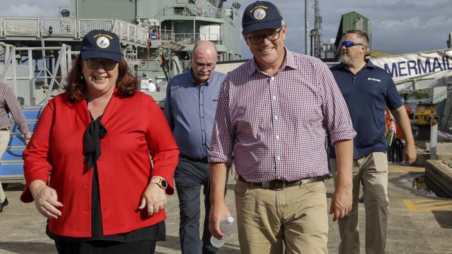 A rare sighting of Defence Industry Minister Melissa Price, pictured with the PM. Picture: NCA Newswire