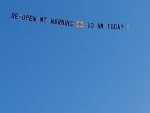 A sign from the sky during the protest climb. Picture: Facebook