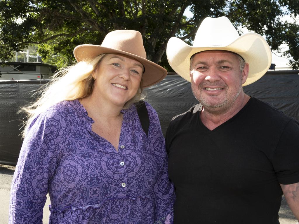 Kasey Dunshea and Shane Gibbs at Meatstock, Toowoomba Showgrounds. Friday, April 8, 2022. Picture: Nev Madsen.