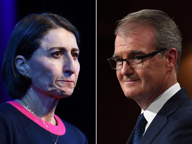 NSW Premier Gladys Berejiklian and NSW Labor leader Michael Daley. Picture: Mick Tsikas, Joel Carrett
