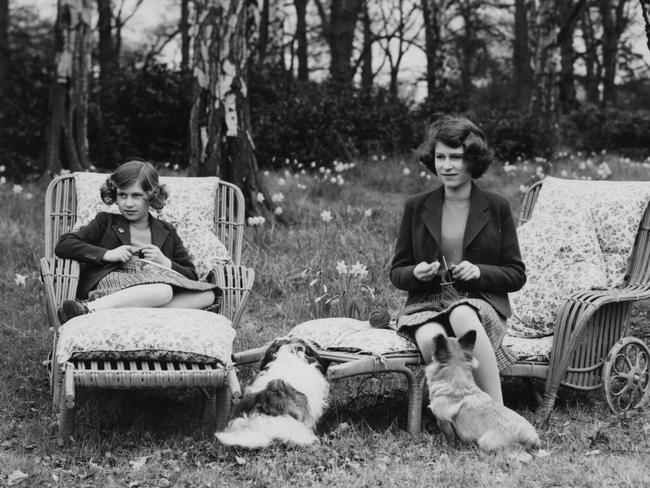 Queen Elizabeth II (right) and her younger sister Princess Margaret in the grounds of the Royal Lodge in Windsor Great Park in 1940. Picture: Lisa Sheridan/Studio Lisa/Hulton Archive/Getty Images