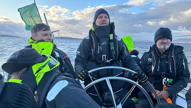 James Hunter, who is vision-impaired, at the helm during the 2023 Sydney to Hobart race. Picture: Supplied