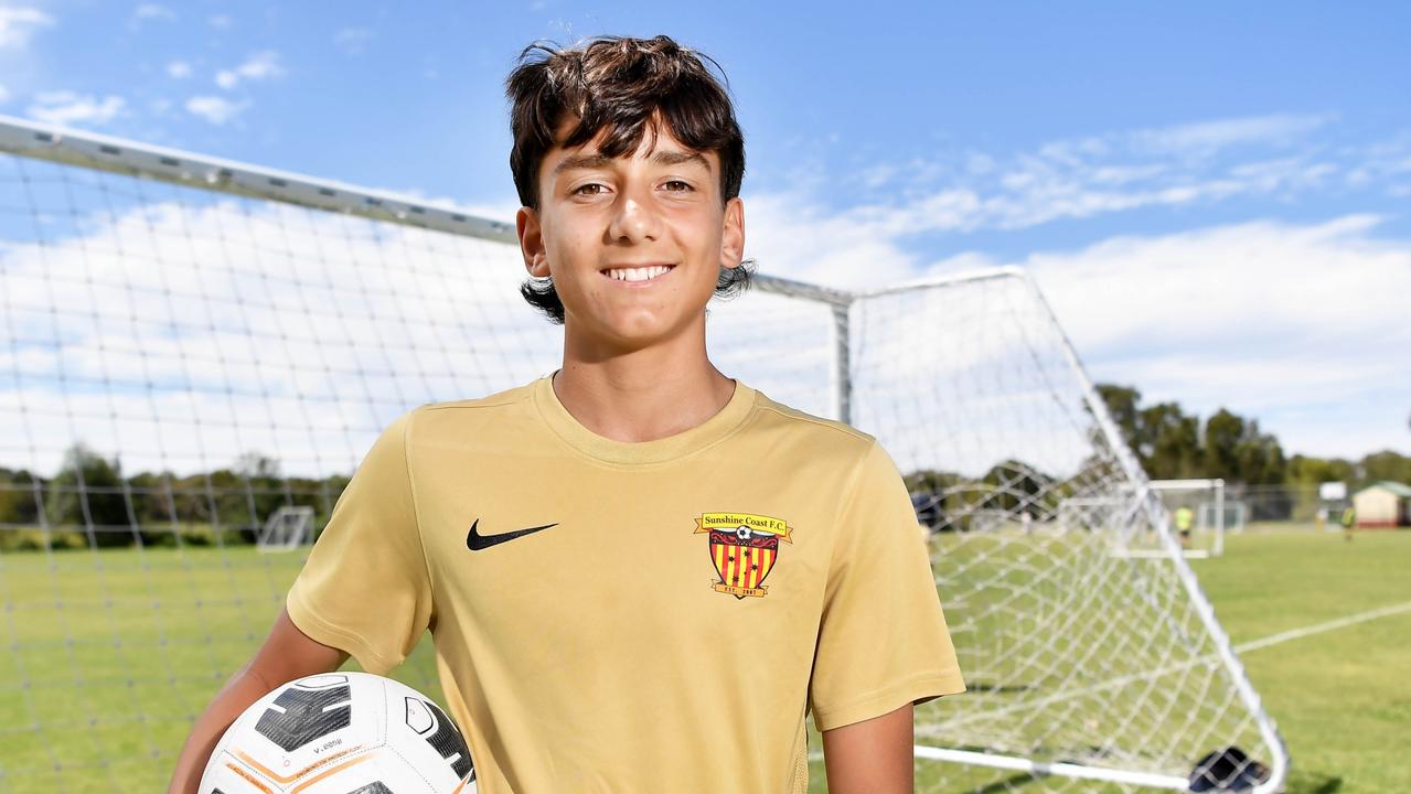 Peregian Beach College student Cooper Renzulli who has recently signed a professional academy contract with Walsall Football Club in the English Football League 2 division. Picture: Patrick Woods.