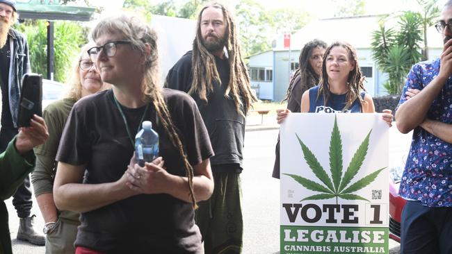 Nimbin residents in support of legalising cannabis at Nimbin. Picture Cath Piltz