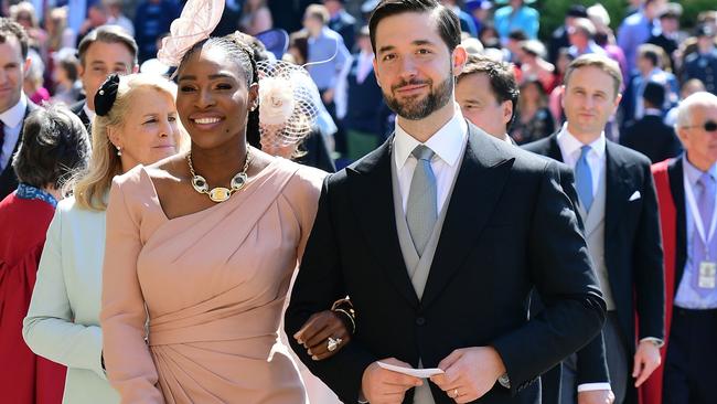 Serena Williams and her husband, Alexis Ohanian, at the 2018 wedding of Prince Harry and Meghan Markle. Picture: Getty Images