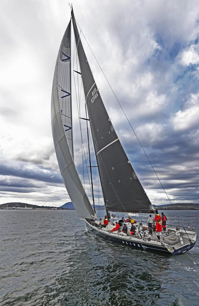 Alive claims line honours in the 2020 Launceston to Hobart yacht race. Picture: Zak Simmonds