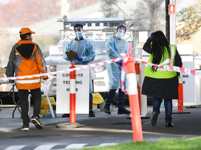 MELBOURNE, AUSTRALIA- NewsWire Photos September 1, 2020. COVID-19 drive through testing behind Westfield Shopping Centre , Airport West. No cars can be seen at the testing site. Picture : NCA NewsWire / Ian Currie