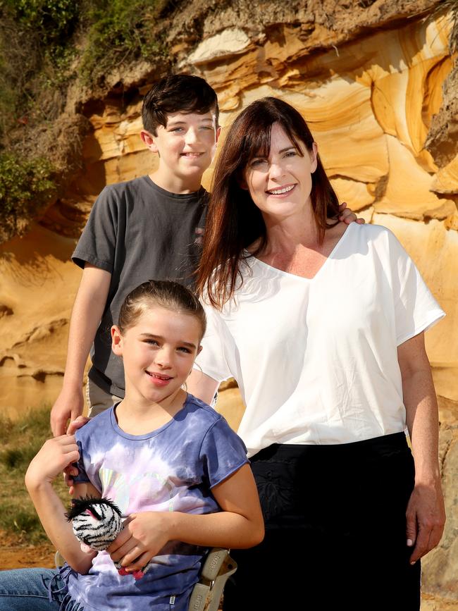 Ms Wicks with her children Mollie-Joy and Oscar. Picture: Annika Enderborg