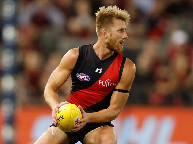 MELBOURNE, AUSTRALIA - MARCH 20: Dyson Heppell of the Bombers in action during the 2021 AFL Round 01 match between the Essendon Bombers and the Hawthorn Hawks at Marvel Stadium on March 20, 2021 in Melbourne, Australia. (Photo by Michael Willson/AFL Photos via Getty Images)