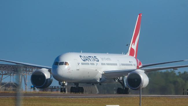 The second repatriation flight arrives from New Delhi at RAAF Base Darwin. Picture: Glenn Campbell