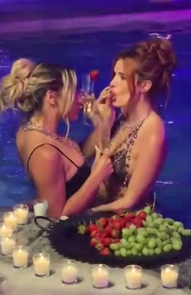 Bella Thorne (right) and Abella Danger in her new video.