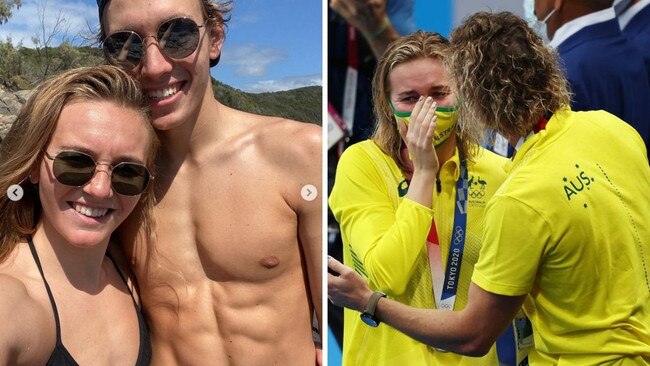 Ariarne Titmus with Matthew Niesler. Photo: @kyleniesler, Getty.