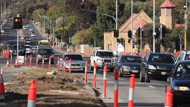 The revamped intersection at Daws Road, Springbank Road and Goodwood Road on Tuesday, April 27. Picture: Dean Martin