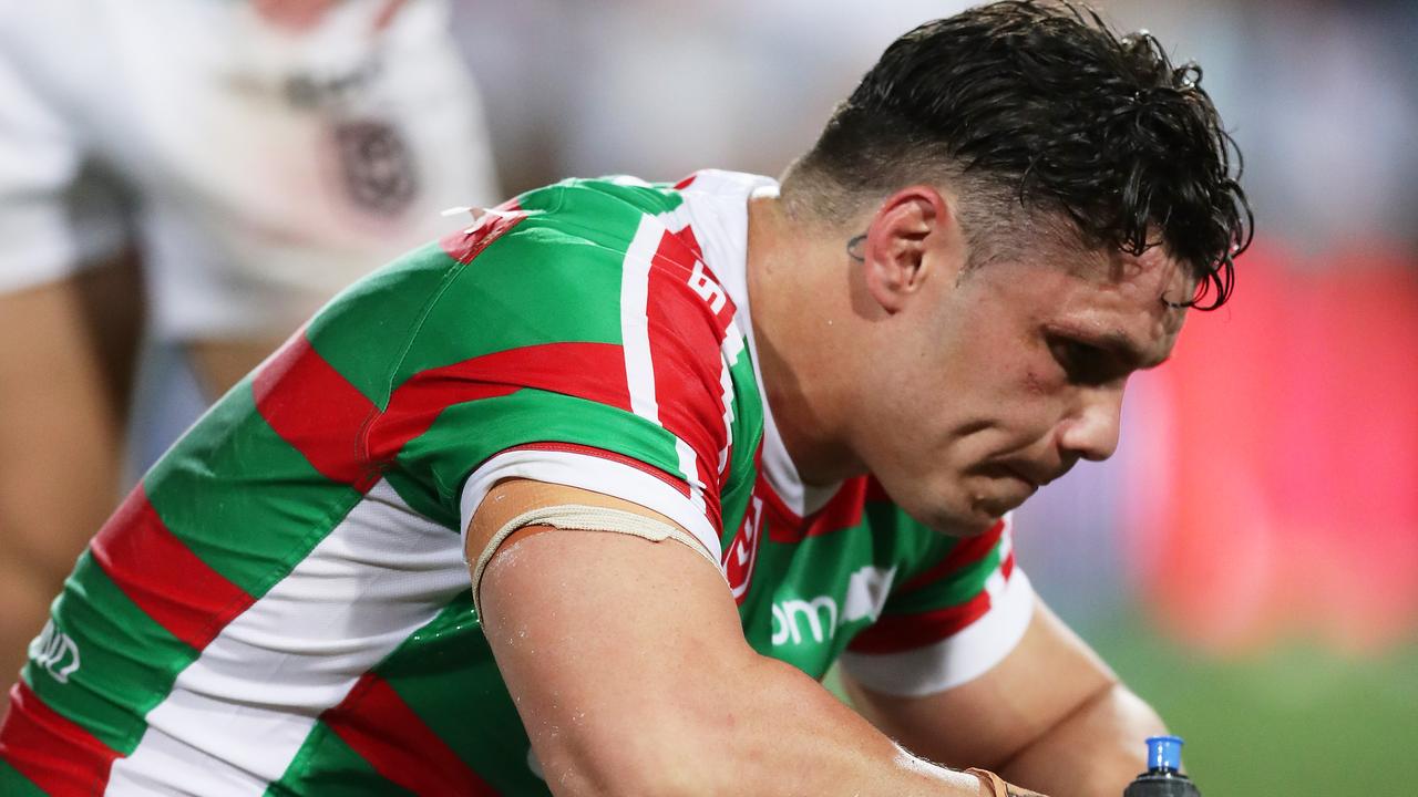 James Roberts of the Rabbitohs is in doubt with a thumb injury.