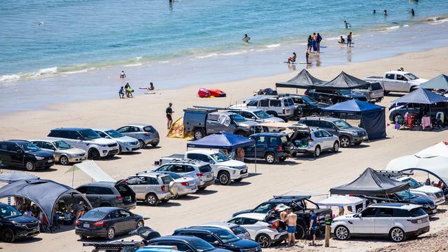 View from Sellicks Beach of a packed beach on January 1st, 2023. Picture: Tom Huntley