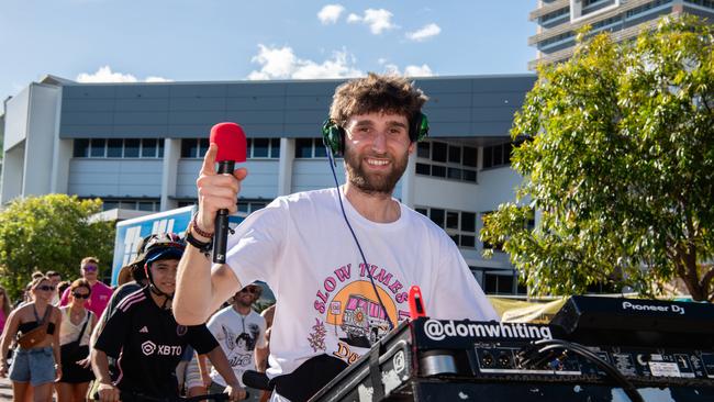 DJ on the Bike Dom Whiting hit the streets of Darwin for the first time. Picture: Pema Tamang Pakhrin