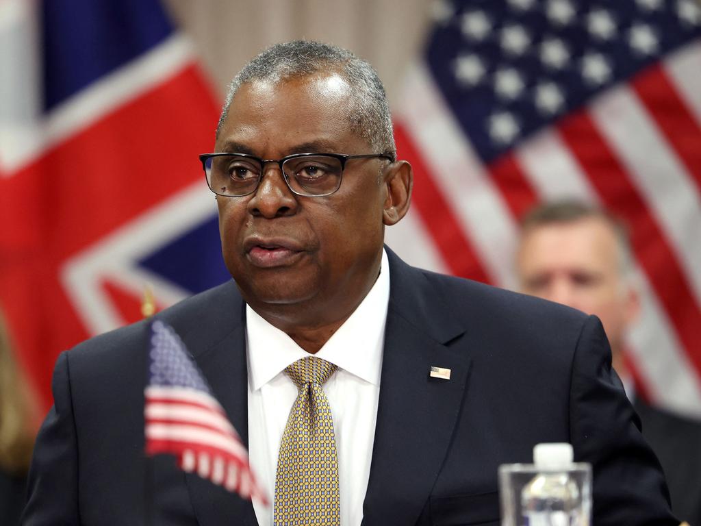 US Defence Secretary Lloyd Austin during the meeting. Picture: AFP