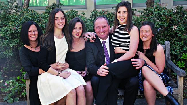 The Joyce bunch: Barnaby at Parliament House with, from left, Natalie, Odette, Bridgette, Julia and Caroline.