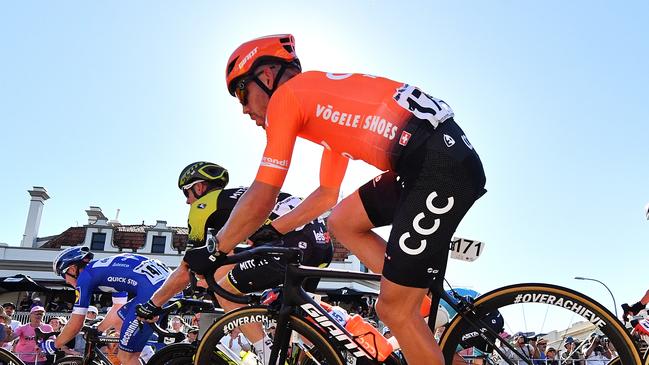 ADELAIDE, VICTORIA - JANUARY 13: Patrick Bevin of New Zealand and CCC Team competes during the 2019 Tour Down Under Classic on January 13, 2019 in Adelaide, Australia.  (Photo by Daniel Kalisz/Getty Images)