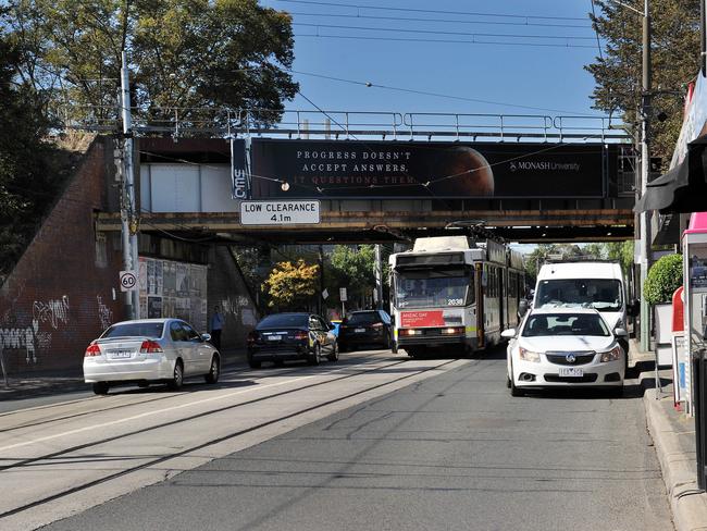 The Hartwell rail bridge near Melbourne Extensions and Designs. Picture: Nicki Connolly