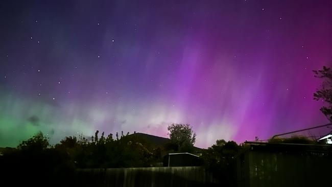 Photos of Aurora Australis taken across Tasmania. Lenah Valley. Picture: Kay Yan (Grace) Chan