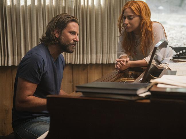 Bradley Cooper and Lady Gaga in a scene from A Star is Born.