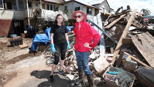 Flood Clean up in Lismore on March 7. Marie Hainaut and daughter Helene at their Phyllis St home in South Lismore in the aftermath of the devastating floods. Picture: Jason O'Brien