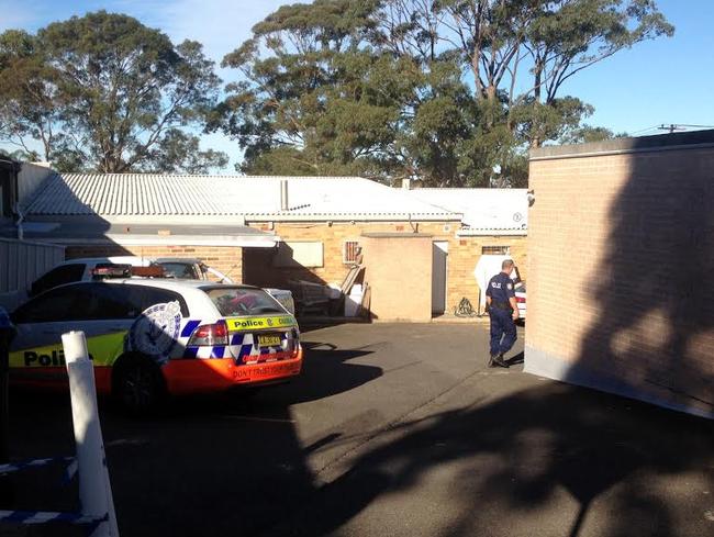 A police officer arrives at the scene to review CCTV footage and speak to witnesses. Picture: Robbie Patterson.