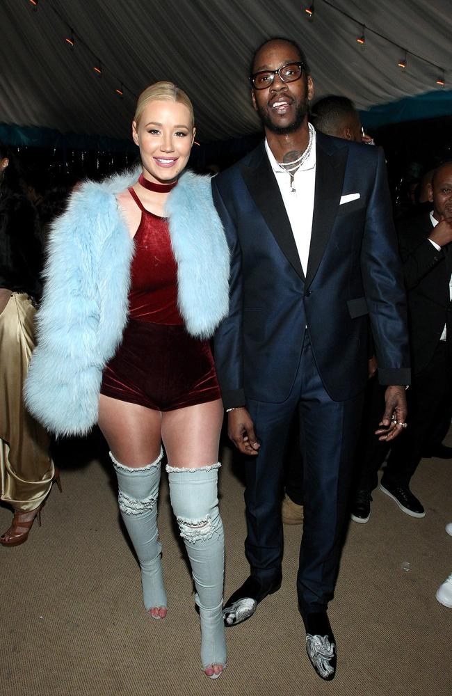 Rappers Iggy Azalea and 2 Chainz attend the Def Jam Toasts The Grammys party. Picture: Getty