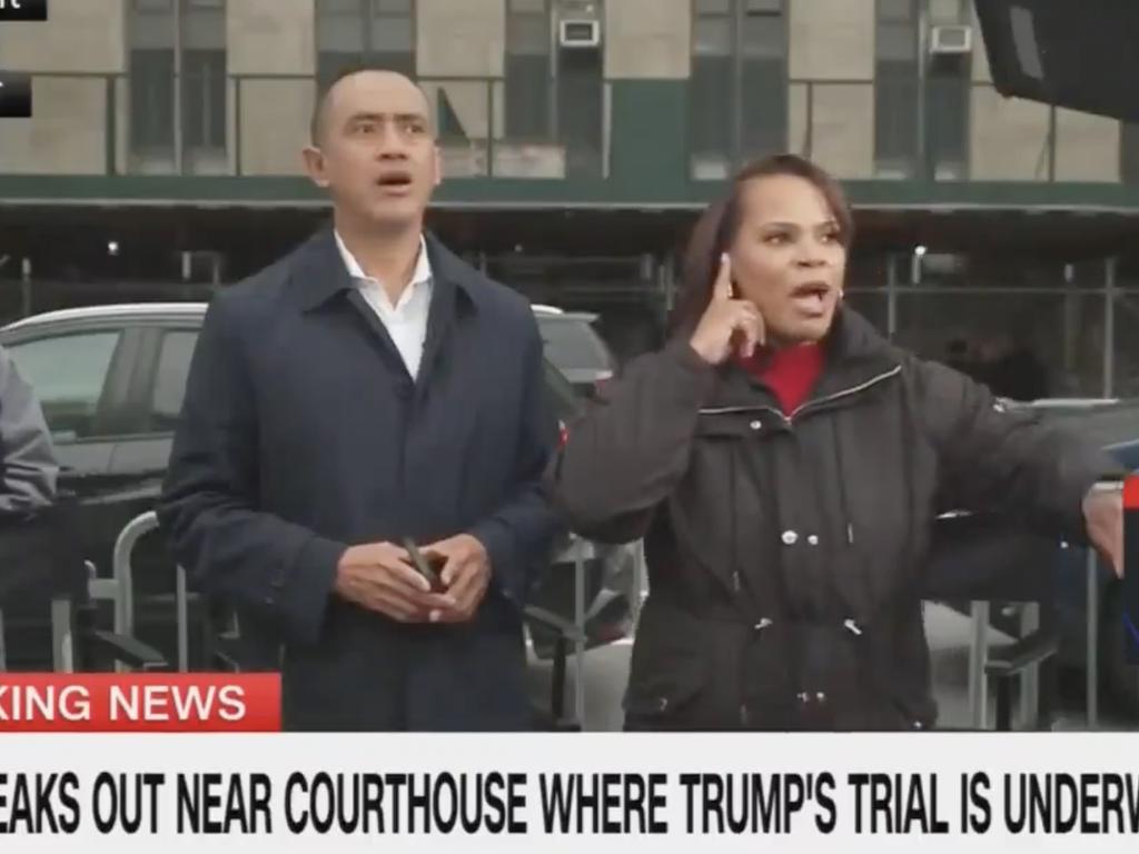 CNN anchors watched on as a man set himself on fire outside Trump’s trial.