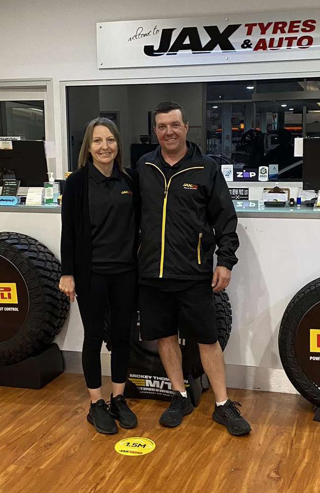 New owners of Jax Tyres and Auto Noosaville Nicholas and Cassie Madge. Picture: contributed.