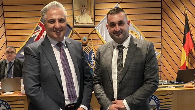 Fairfield Deputy Mayor and Assyrian immigrant Reni Barkho (right) with Fairfield Mayor Frank Carbone.