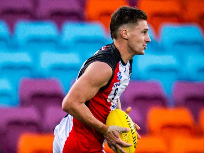 Jordan Johnston playing for Southern Districts in the 2024-25 NTFL season. Picture: Patch Clapp / AFLNT Media