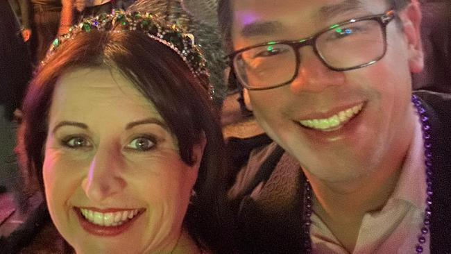 EXCLUSIVE - FOR THE ADVERTISER - NO NEWS.COM.AU NO AUS . Patrick Khoo and his wife Christina Bellatoni celebrating their 10 year wedding anniversary in New Orleans hours before a suspected terrorist attack. Picture: Patrick Khoo