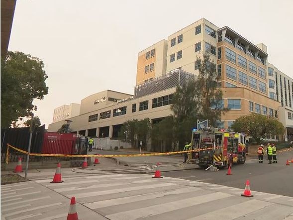 Roughly 40 people were evacuated from the hospital and nearby TAFE. Picture: Nine