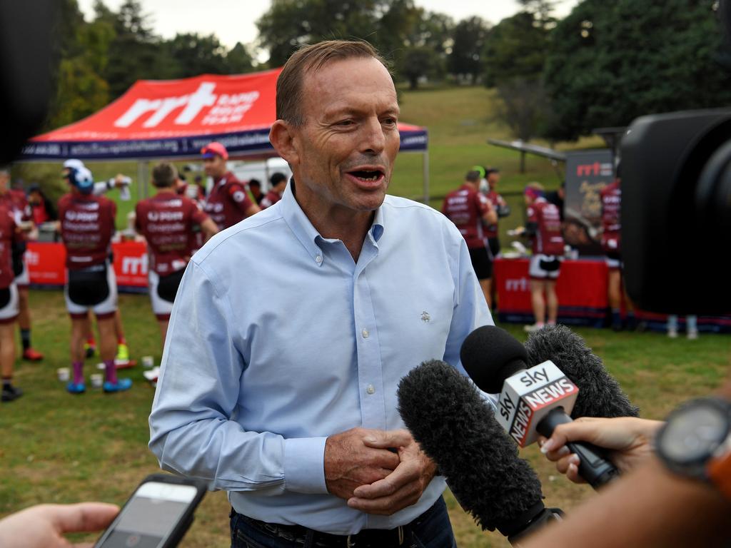 Tony Abbott used charity bike ride the Pollie Pedal to push his agenda on coal. Picture: AAP/Joe Castro