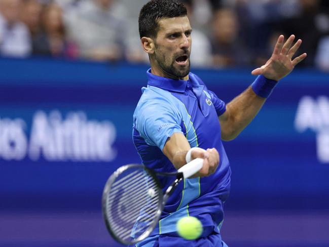 Djokovic overwhelmed Medvedev to win in straight sets. Picture: Matthew Stockman/Getty Images/AFP