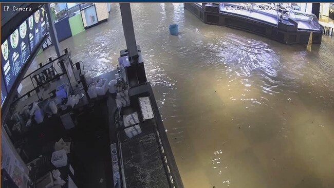 Inside the inundated centre. Picture: Jamie Weston