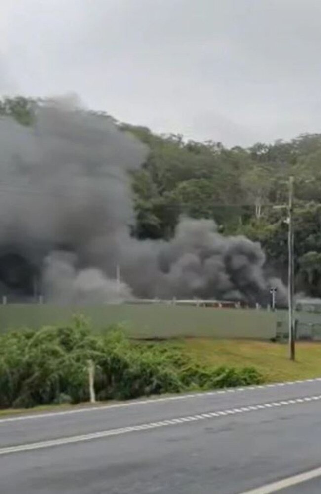 The car impound lot fire which caused more than $150,000 in damages. Picture: Contributed