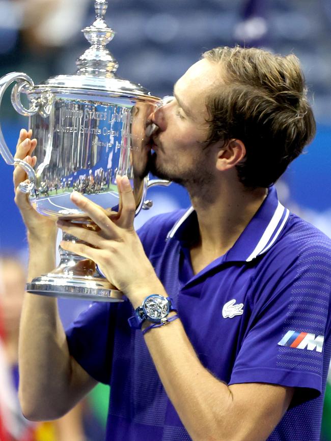 Daniil Medvedev with his US Open trophy. Picture: AFP