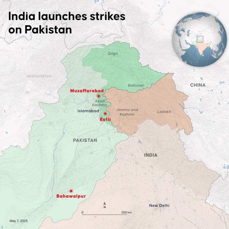 Sites of the Indian strikes. Picture: Muhammad Ali Yigit/Anadolu via Getty Images