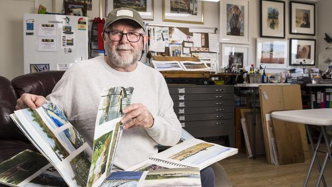 Australian watercolour artist Bruce Griffiths is staging his 16th solo exhibition at the Toowoomba Reparatory Theatre, but he wished more Darling Downs artists had the opportunity to showcase their work. Picture: Kevin Farmer