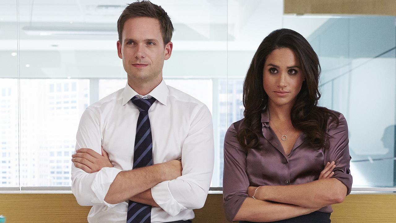 Meghan with Patrick J. Adams in Suits. Picture: Shane Mahood/USA Network