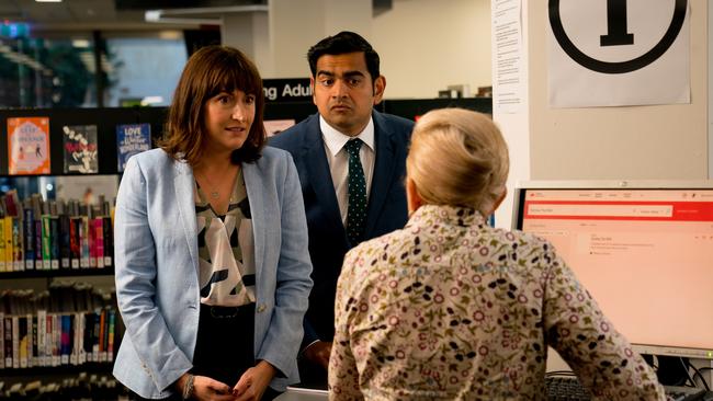 Nat (Celia Pacquola) and Ash (Dilruk Jayasinha) in Season 5 of Utopia. Picture: ABC