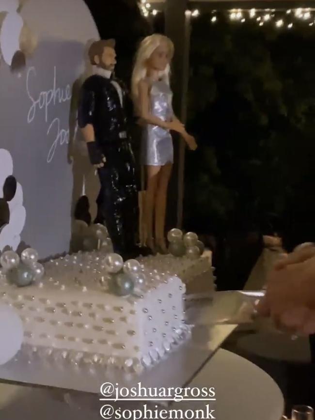 Joshua Gross’ mum gave the couple an elaborate Barbie cake. Picture: Instagram