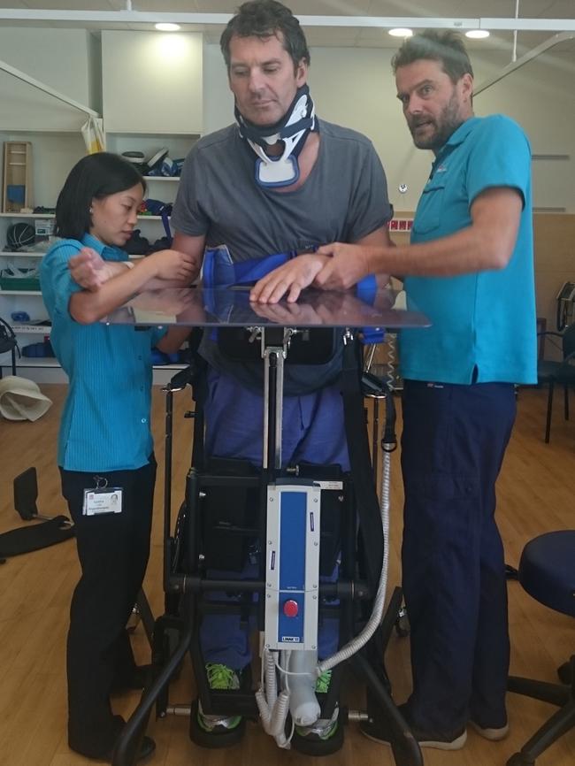 Mr Houghton undergoes rehabilitation after the accident. Picture: Supplied