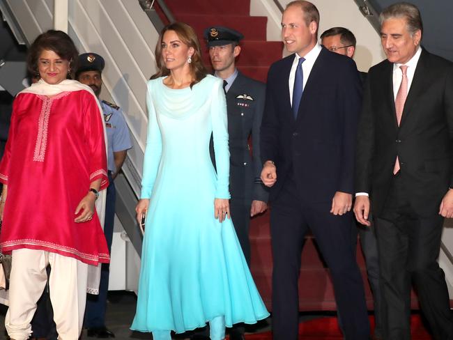 Prince William, Duke of Cambridge and Catherine, Duchess of Cambridge arrive at Kur Khan air base in Rawalpindi, Pakistan. Picture: Chris Jackson/Getty Images